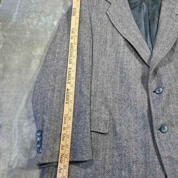 Vtg Kuppenheimer Mens Wool Herringbone Blazer Jacket Gray Blue Tan 48 Career